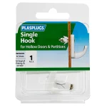 Plasplug Single Hook White Hollow door hook HW124