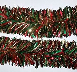 2m (6.5ft) Deluxe Thick Chunky Wide Red/green/Gold Shiny Christmas Tree Tinsel Garland