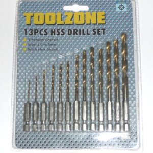 Toolzone 13Pc Titanium Coated Drills 1/4" Hex Shank