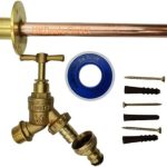 UKDD® Outside Garden Tap Kit with Through Wall Flange with Fixings (Outdoor Garden Bib Tap with Wall Flange Tube, PTFE, Screw & Wall Plugs Kit)