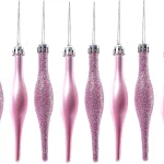 Christmas Tree Decoration Droplets Matte & Glitter Icicle Baubles 120mm Blush Pink