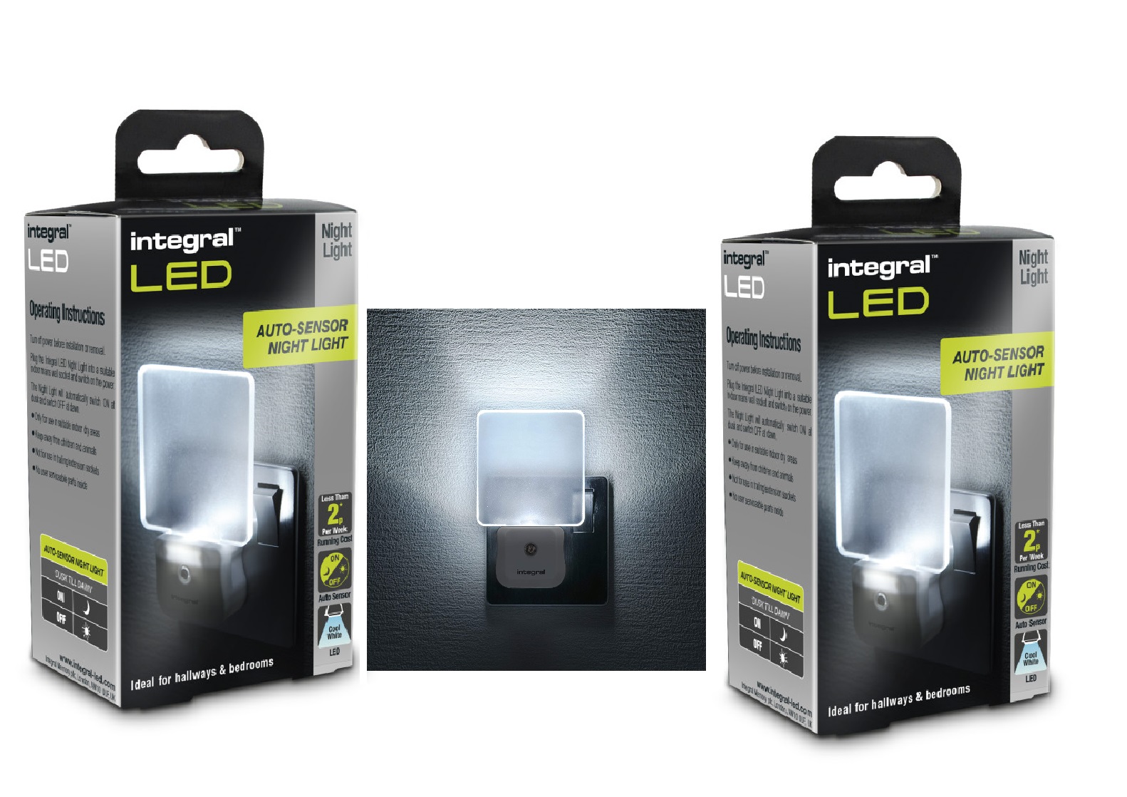 LED Night Light,Dusk to Dawn Light Sensor,UK Plug in Green, Pack of 2 