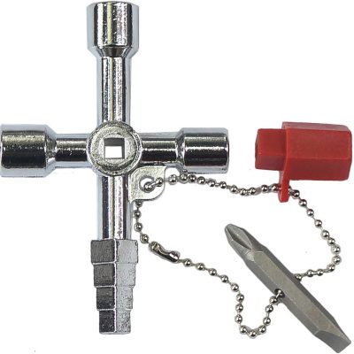 Rolson Universal Utility Key, Radiator Key, Tap Key, Unlocks Electric, Gas and Water Meter Box key 4Way