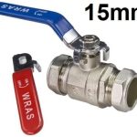 15mm Lever Valve Full BORE Action Ball Valve Compression Isolation Valve with RED & Blue Handle WRAS Approved