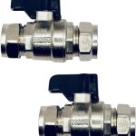 15mm Compression Heavy Pattern Full Bore Isolation Valve Ball o fix Valves Straight with Black Lever Suitable HOT & Cold WRAS Approved (Pair)