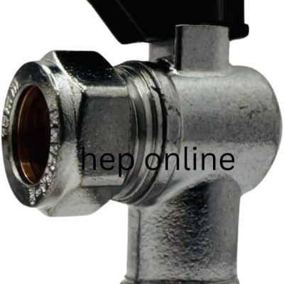 15mm Angle Isolation Ball o Fix Valve with Black Lever Suitable for Hot & Cold, WRAS Approved
