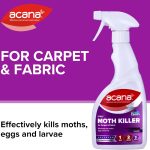 Acana Moth Killer & Freshener Lavender 500ml – Spray Formula, Kills Moths, Eggs & Larvae – Licensed Insecticide – Non-staining for Carpets, Curtains & Cushions