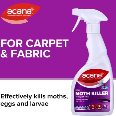 Acana Carpet & Fabric Freshener 500ml - Moth Killer Spray - Lavender Fragrance - for Carpets, Rugs & Curtains