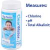 Clearwater Hot Tub, Pool and Spa Test 3 in 1 Strips x 100 – Measures Chlorine, PH and Total Alkalinity