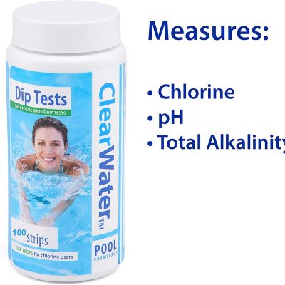 Clearwater Hot Tub, Pool and Spa Test 3 in 1 Strips x 100 - Measures Chlorine, PH and Total Alkalinity